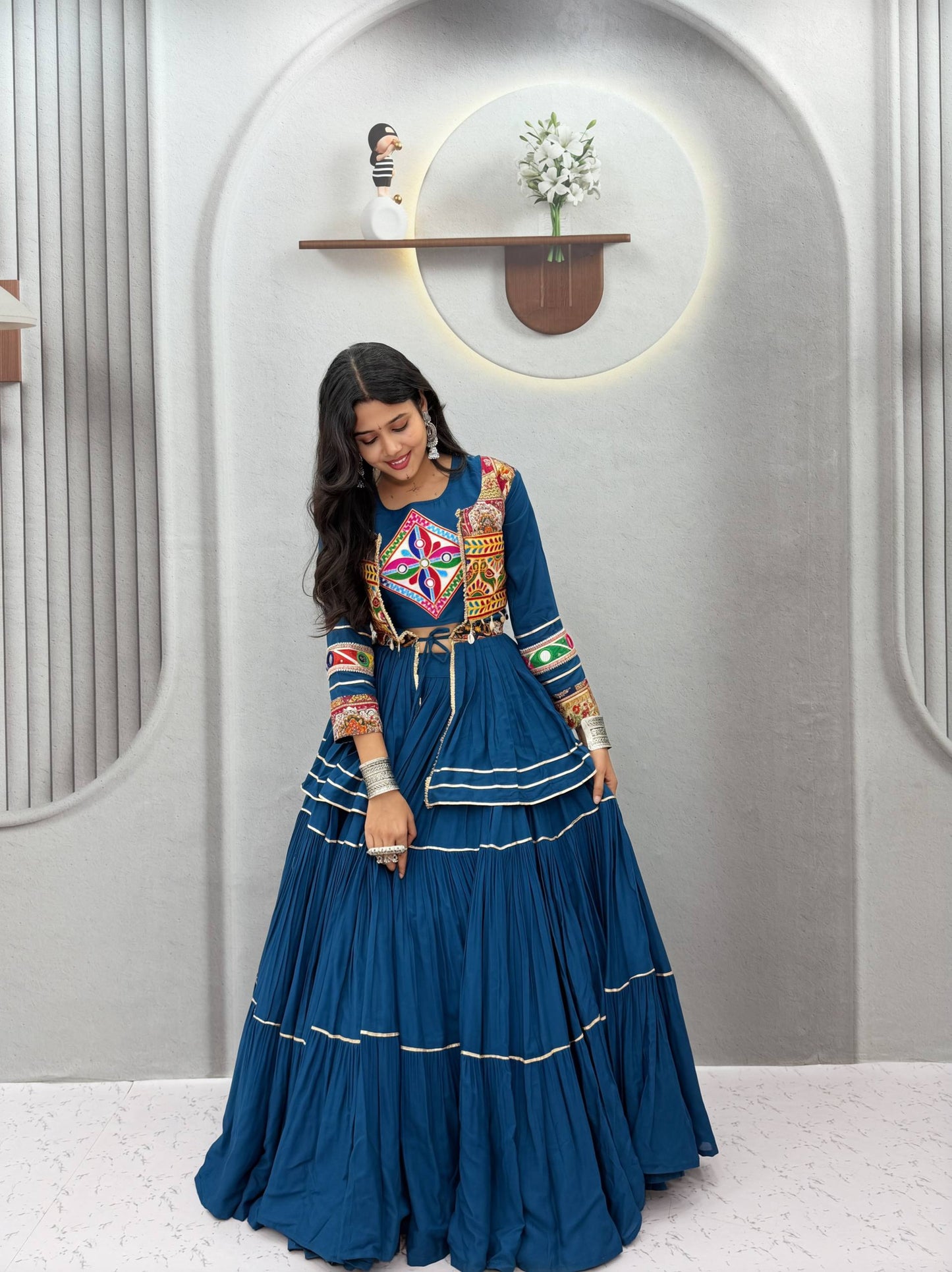 Navratri Special Rama Gamathi Work Lehenga choli