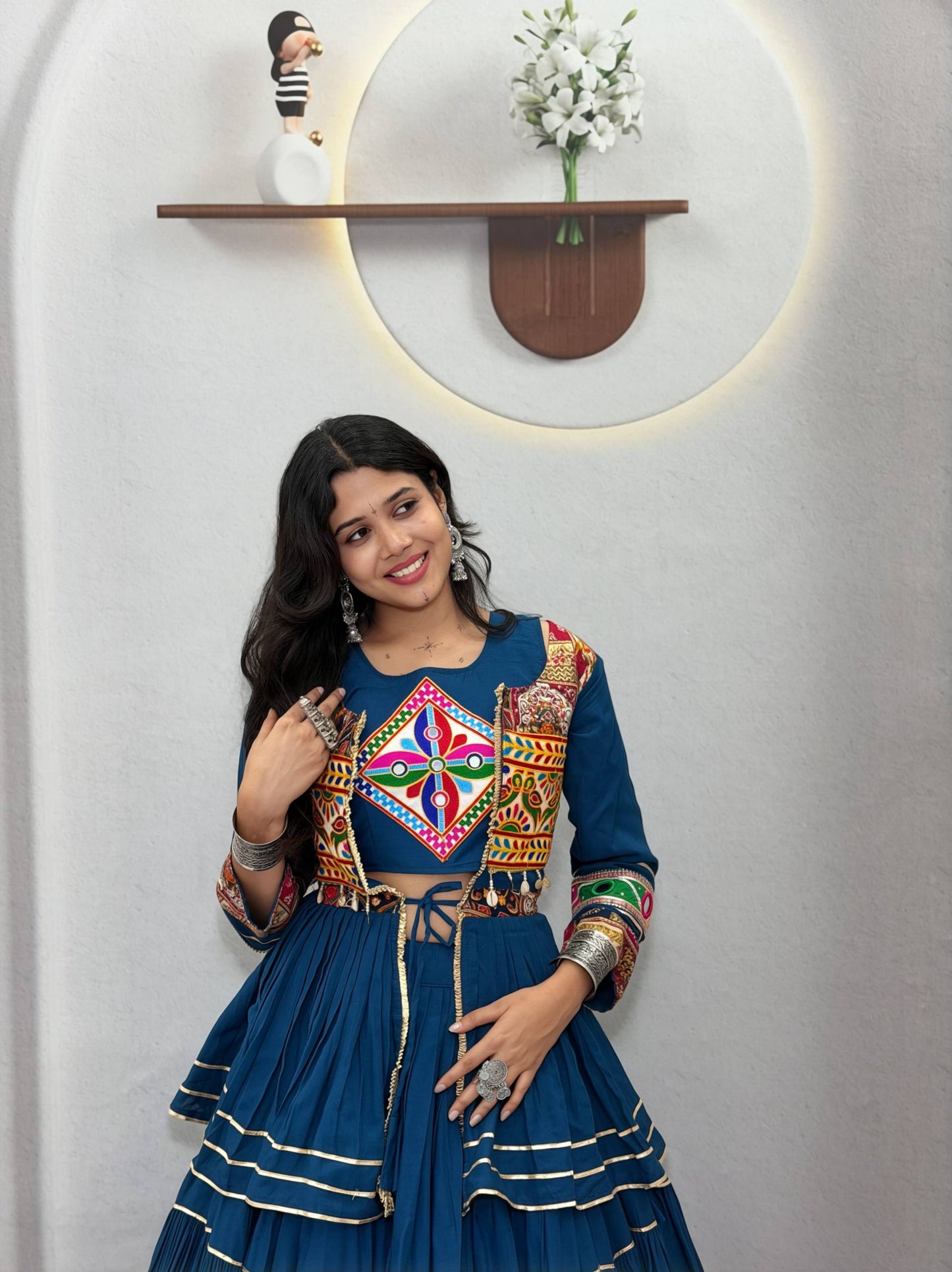 Navratri Special Rama Gamathi Work Lehenga choli