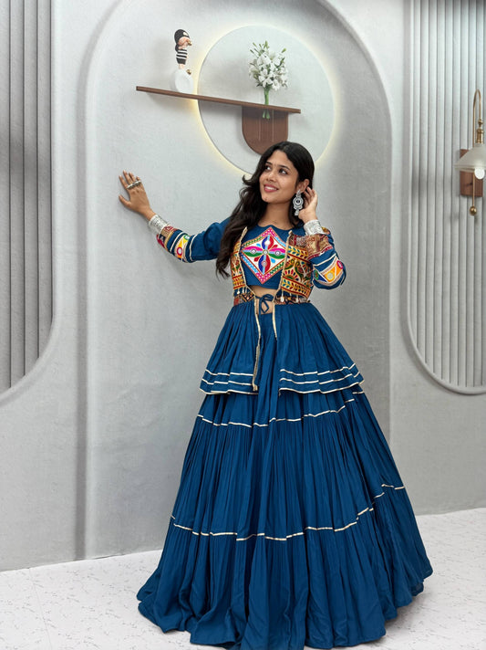 Navratri Special Rama Gamathi Work Lehenga choli