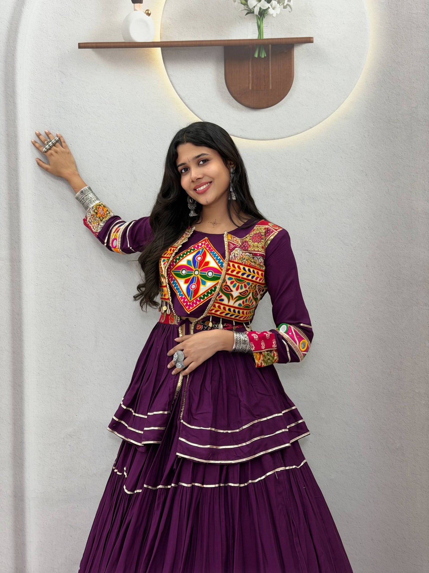 Navratri Special Purple Gamathi Work Lehenga choli