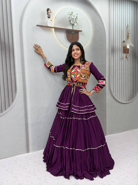 Navratri Special Purple Gamathi Work Lehenga choli