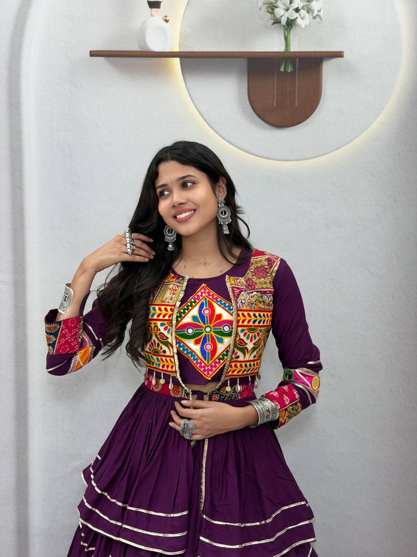 Navratri Special Purple Gamathi Work Lehenga choli