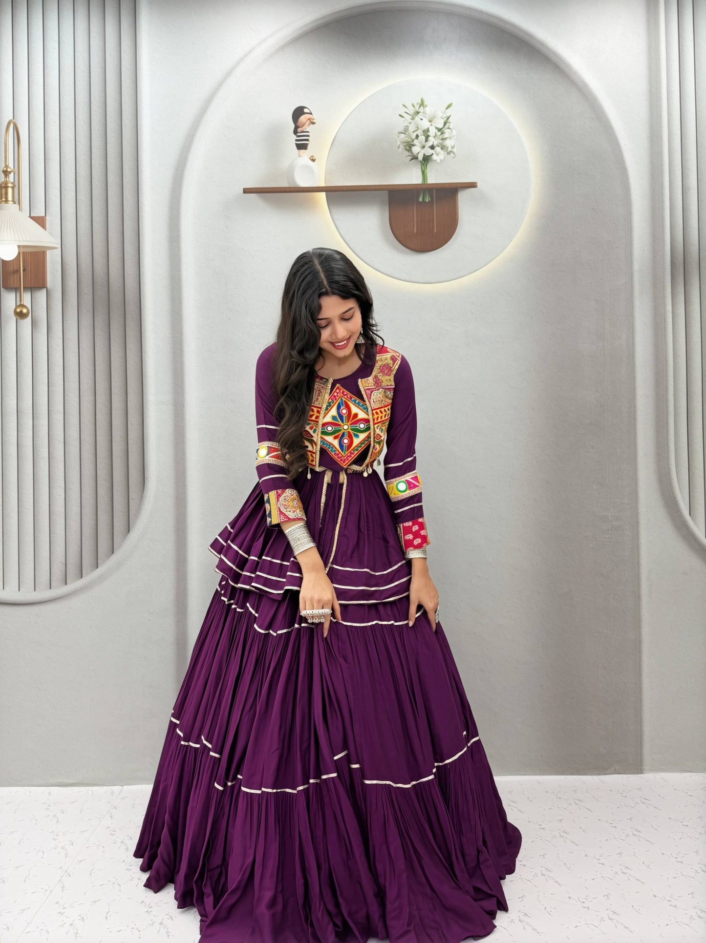 Navratri Special Purple Gamathi Work Lehenga choli