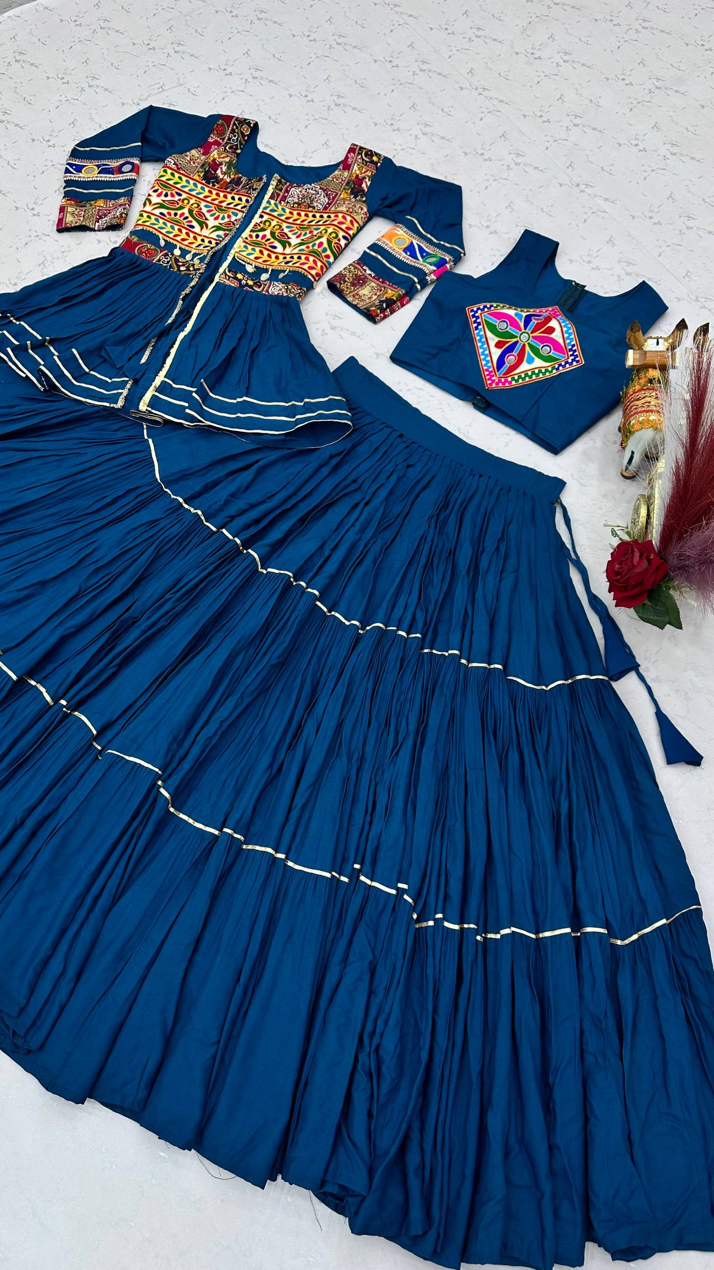 Navratri Special Rama Gamathi Work Lehenga choli