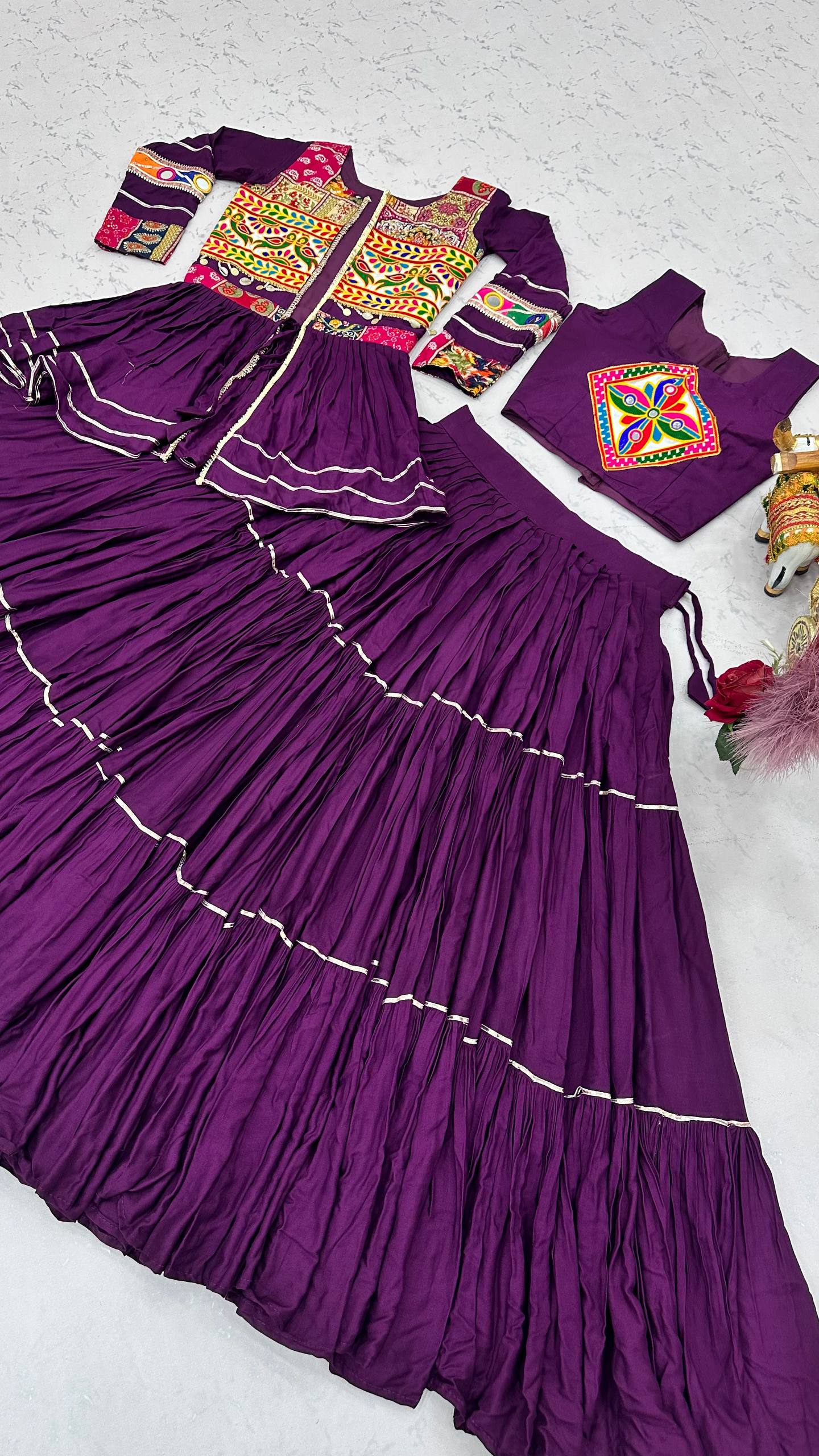 Navratri Special Purple Gamathi Work Lehenga choli