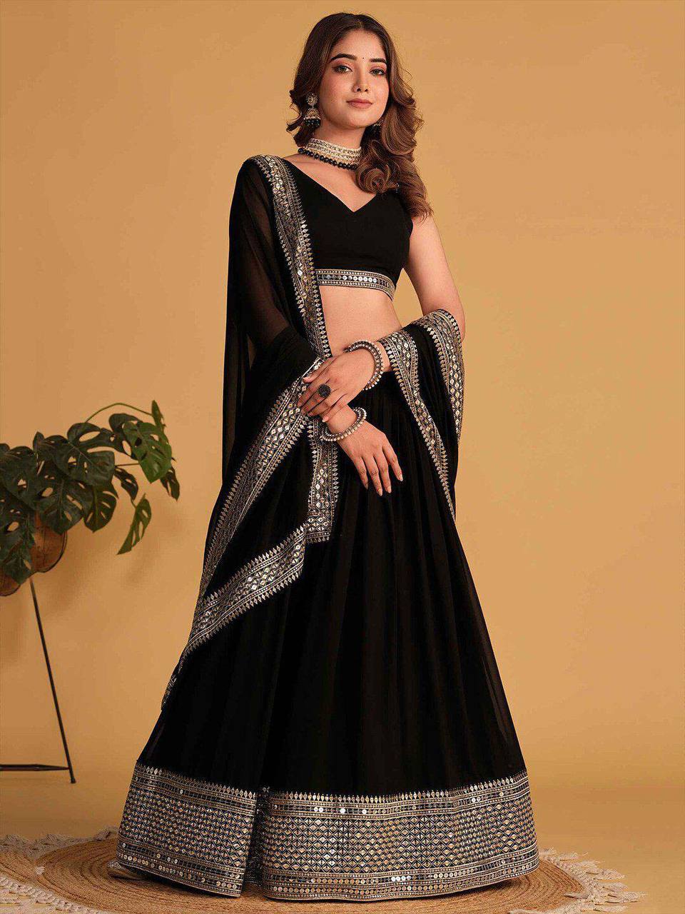 Katalina's Black Coloured Party Wear Lehenga Choli