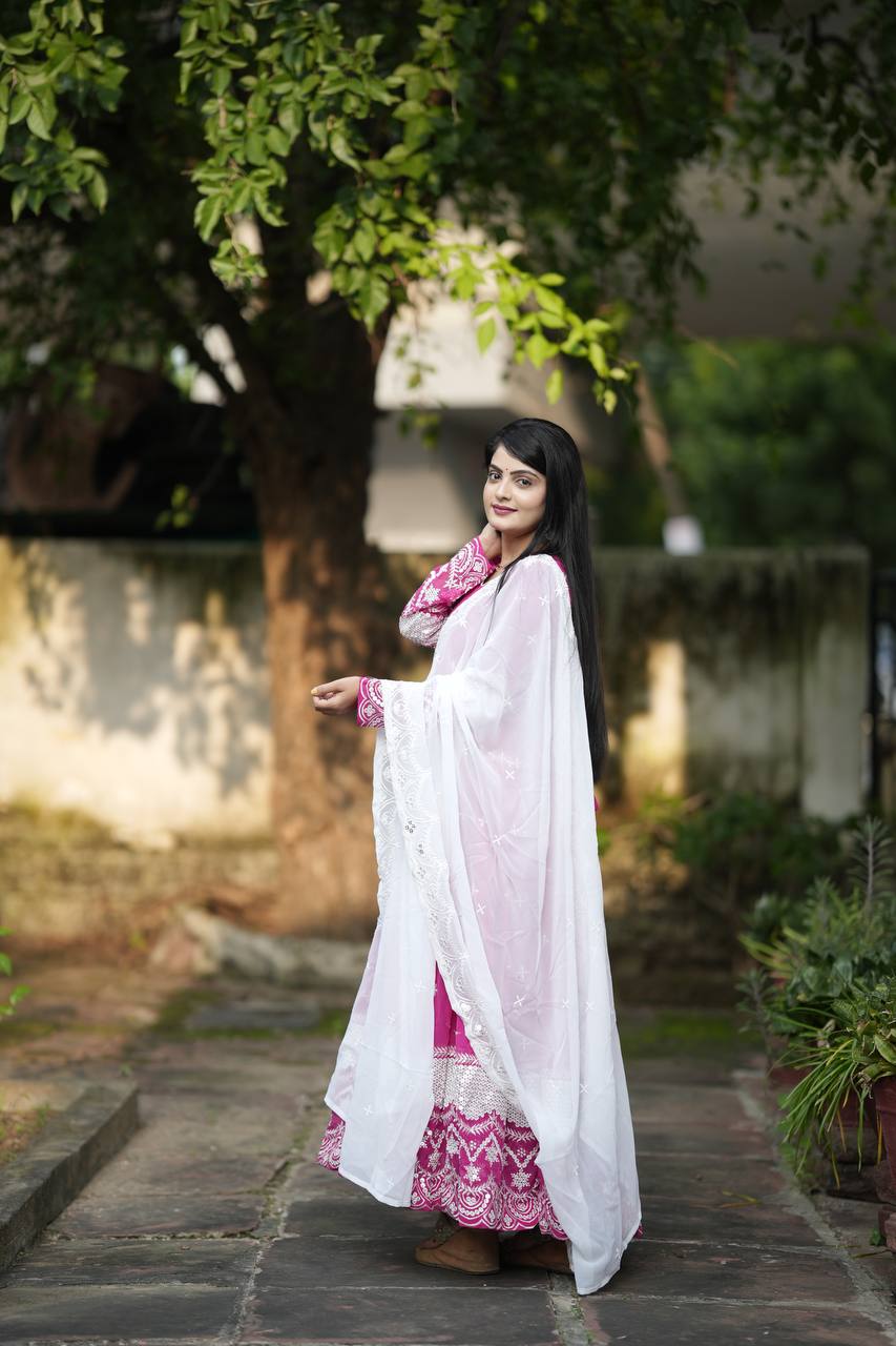 RANI PINK *READYMADE*ANARKALI*SUIT*SET TD-6040