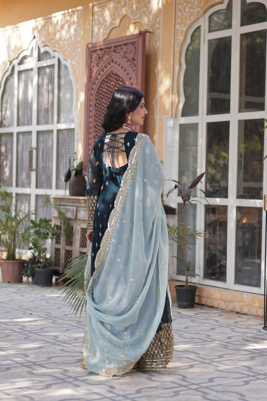 KAIRA'S RAMA PREMIUM DESIGNER READYMADE GOWN SUIT SET .