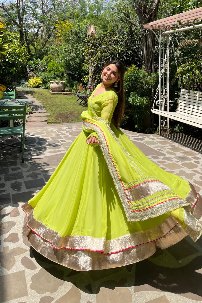 Krupa Traditional Perot Anarkali Suit Set