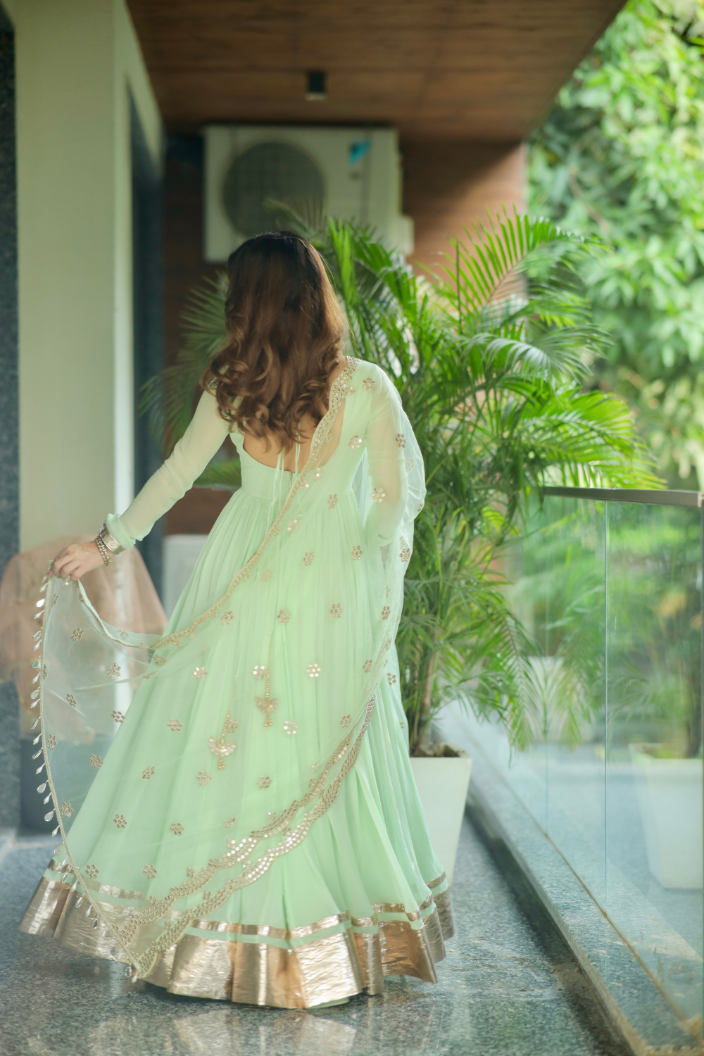 Mint Green  Anarkali Premium Suit Set