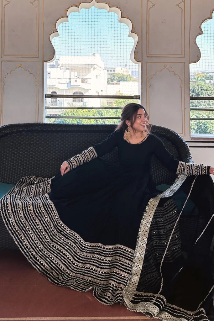 Nafisa Black Colour Traditional Anarkali Suit