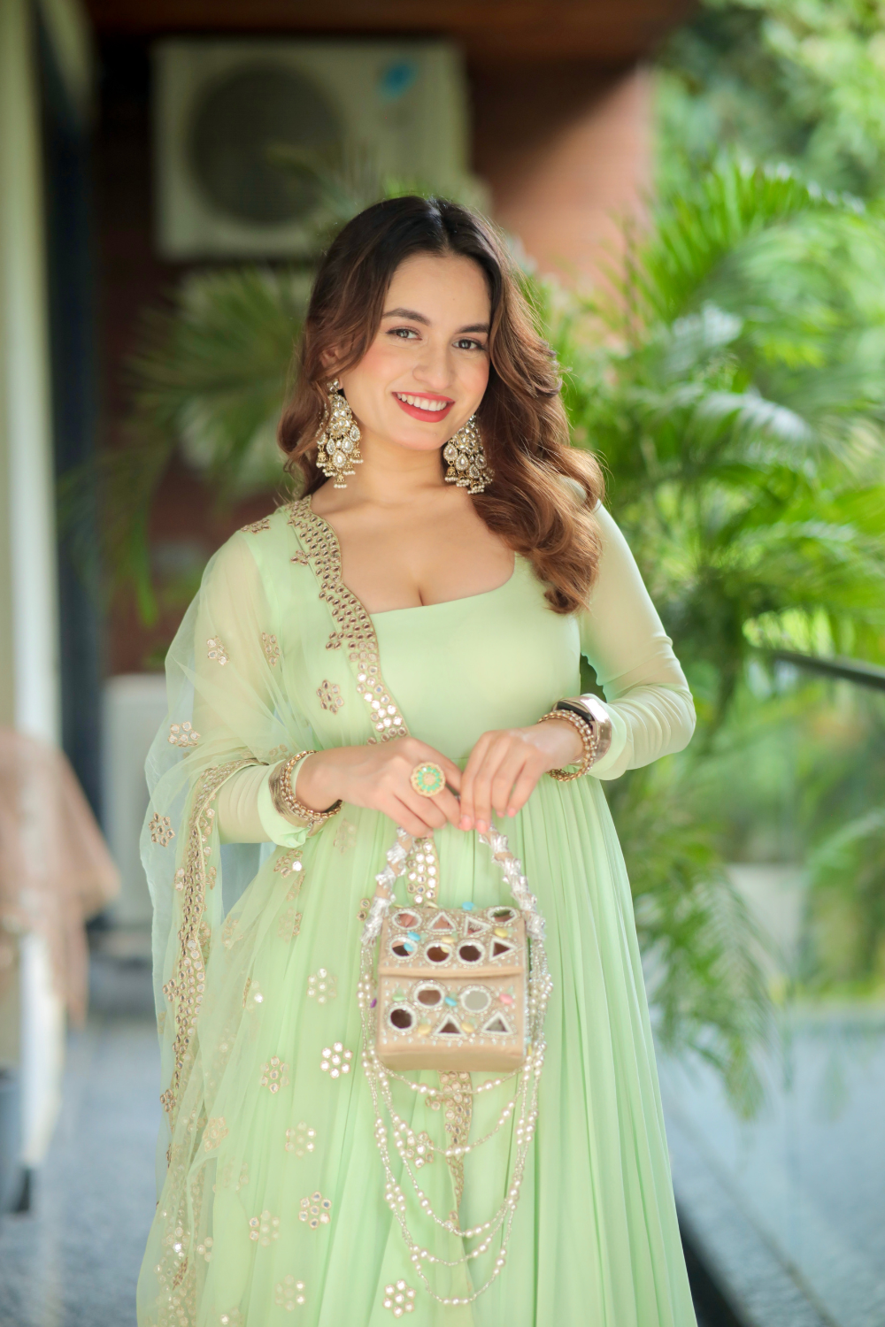 Mint Green  Anarkali Premium Suit Set