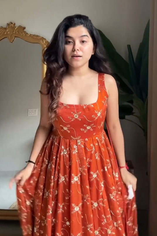 Nirali's' Orange Anarkali Premium Suit Set