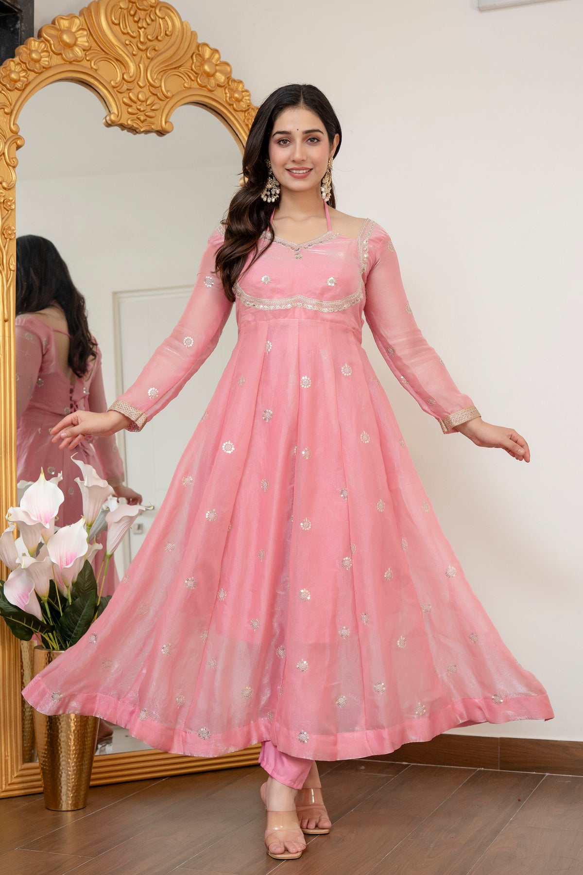 Peach Colour Traditional Anarkali Suit