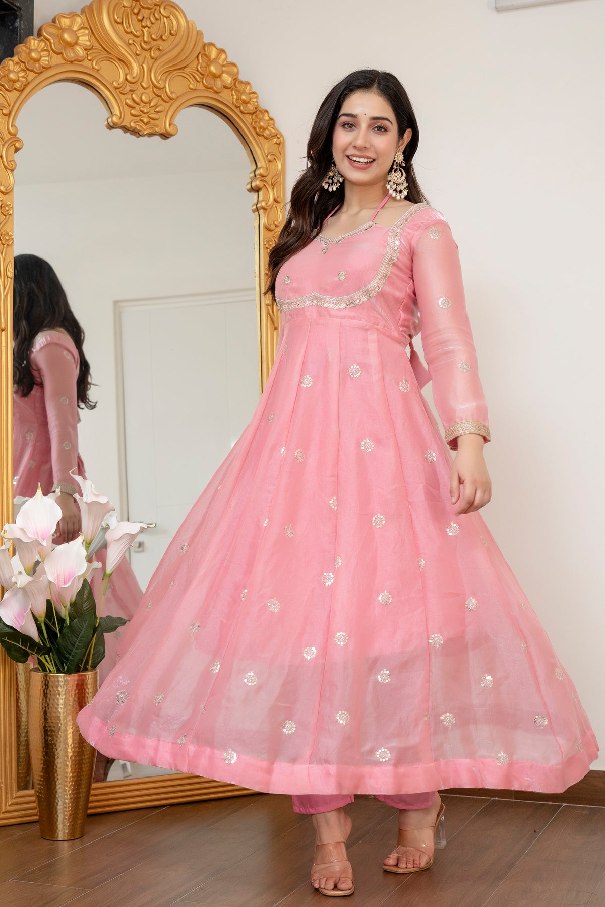 Peach Colour Traditional Anarkali Suit