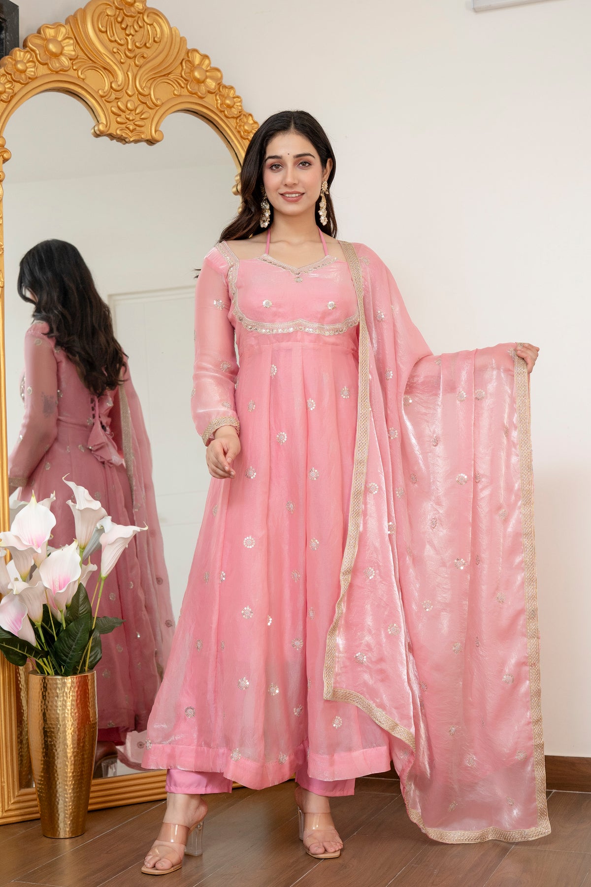 Peach Colour Traditional Anarkali Suit