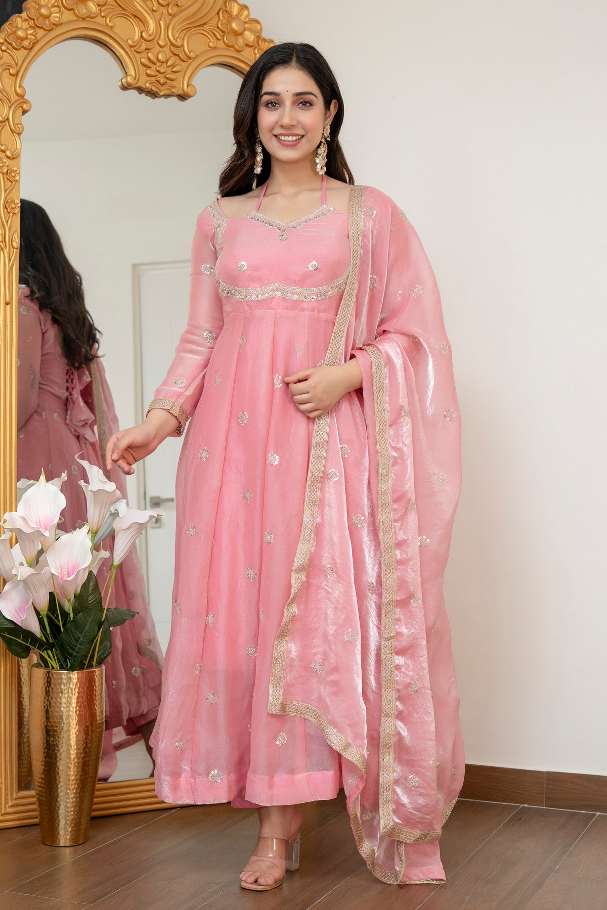 Peach Colour Traditional Anarkali Suit