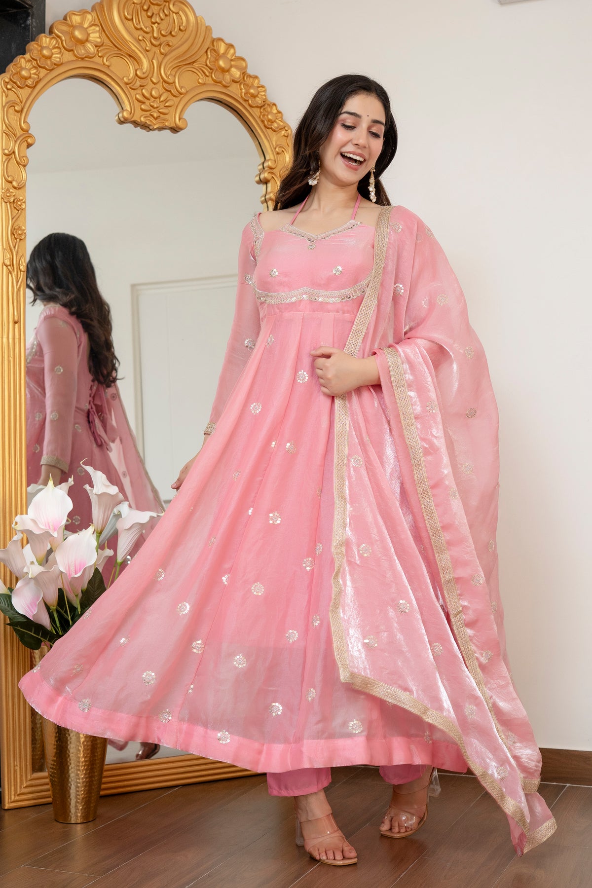 Peach Colour Traditional Anarkali Suit