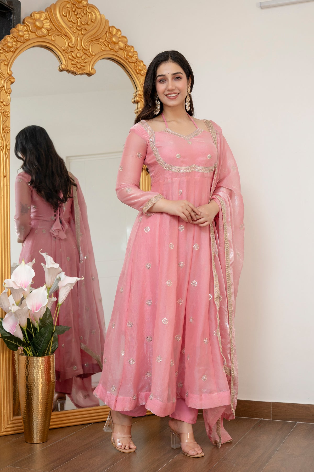 Peach Colour Traditional Anarkali Suit