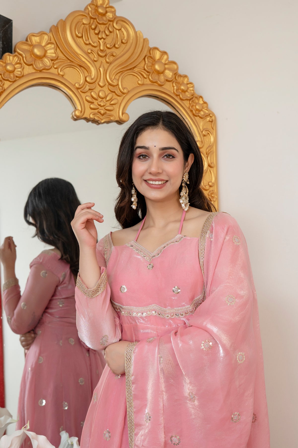 Peach Colour Traditional Anarkali Suit