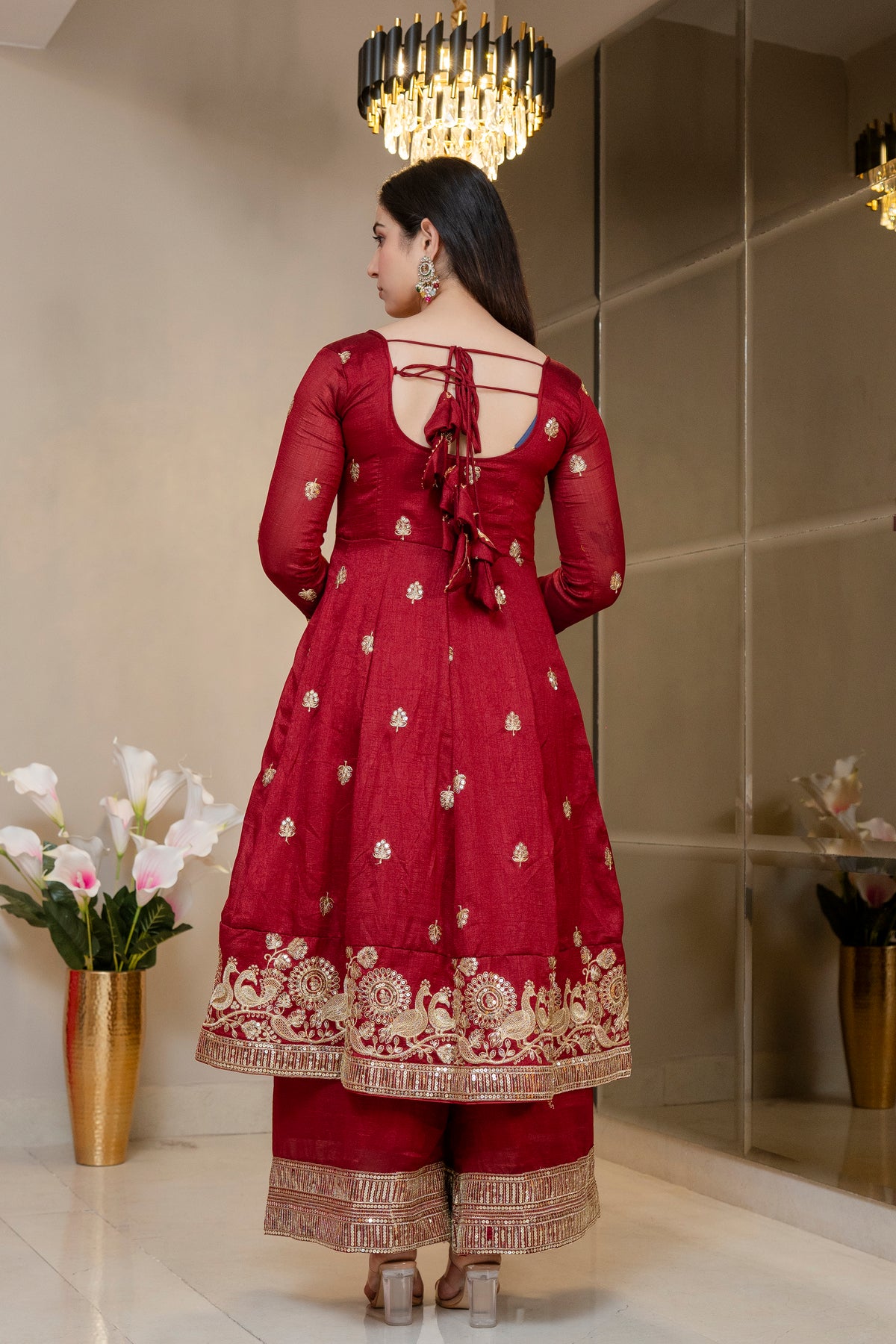 Morani Maroon Anarkali Premium Suit Set