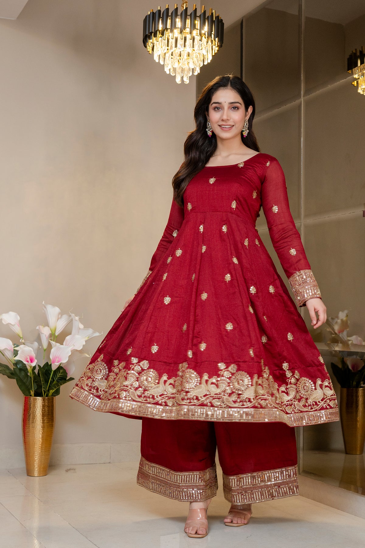Morani Maroon Anarkali Premium Suit Set
