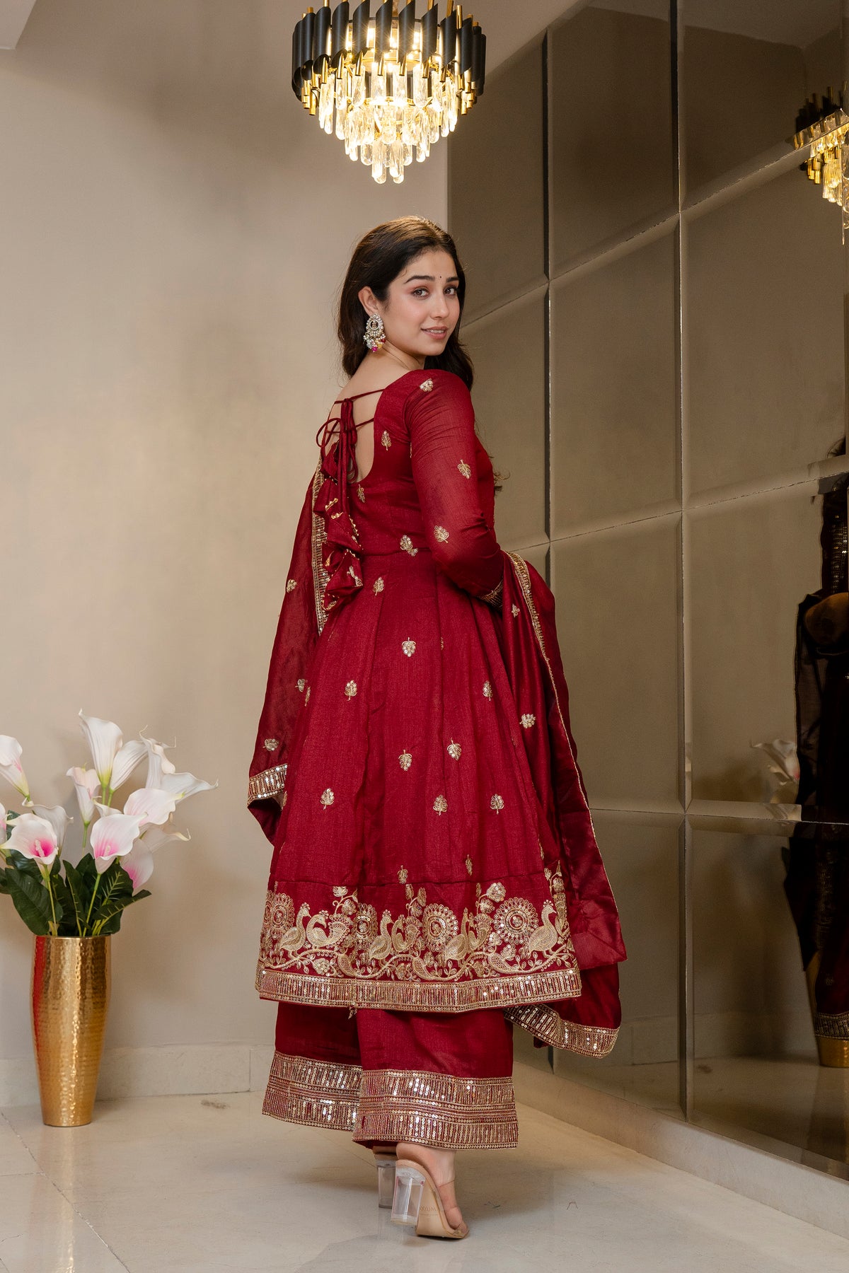 Morani Maroon Anarkali Premium Suit Set
