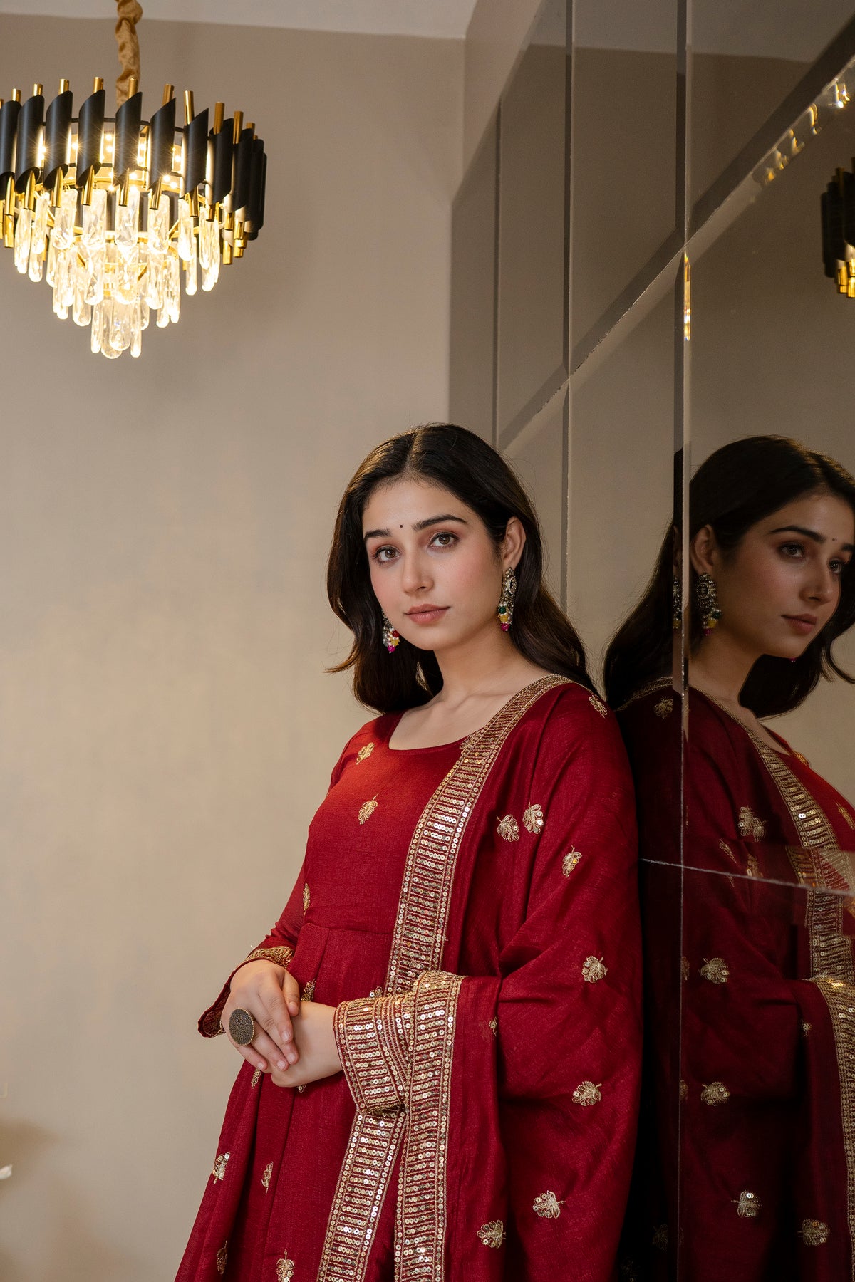 Morani Maroon Anarkali Premium Suit Set