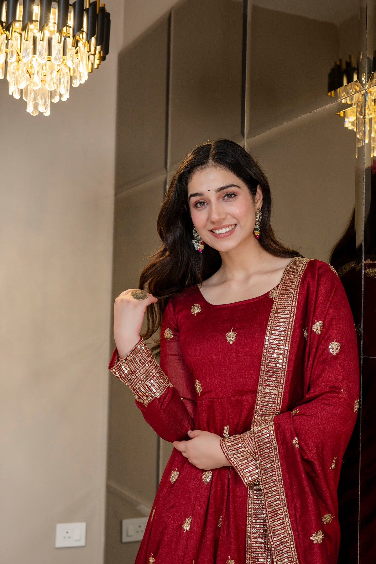 Morani Maroon Anarkali Premium Suit Set