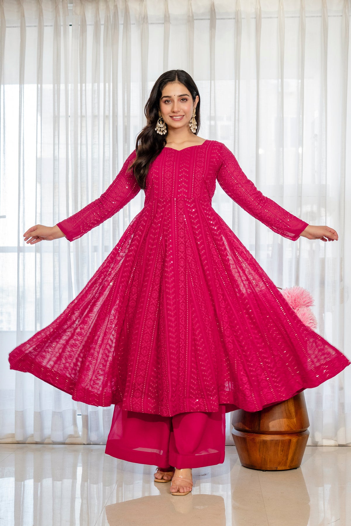 Rushika Lala Pink Elegant Anarkali Suit Set