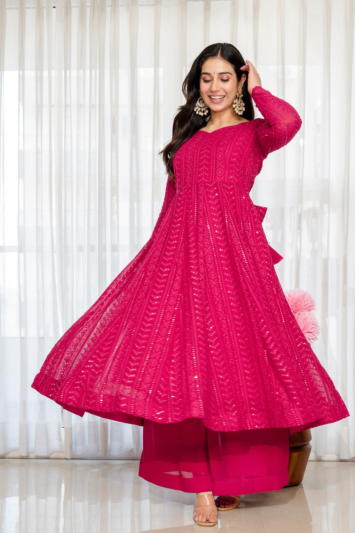 Rushika Lala Pink Elegant Anarkali Suit Set