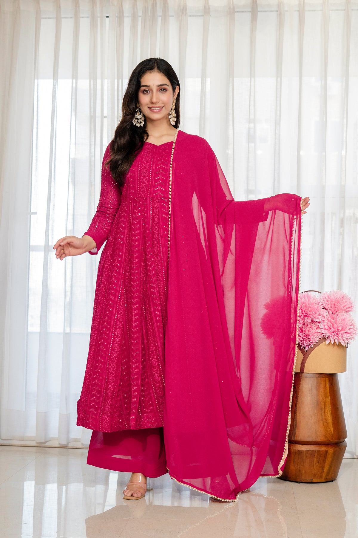 Rushika Lala Pink Elegant Anarkali Suit Set