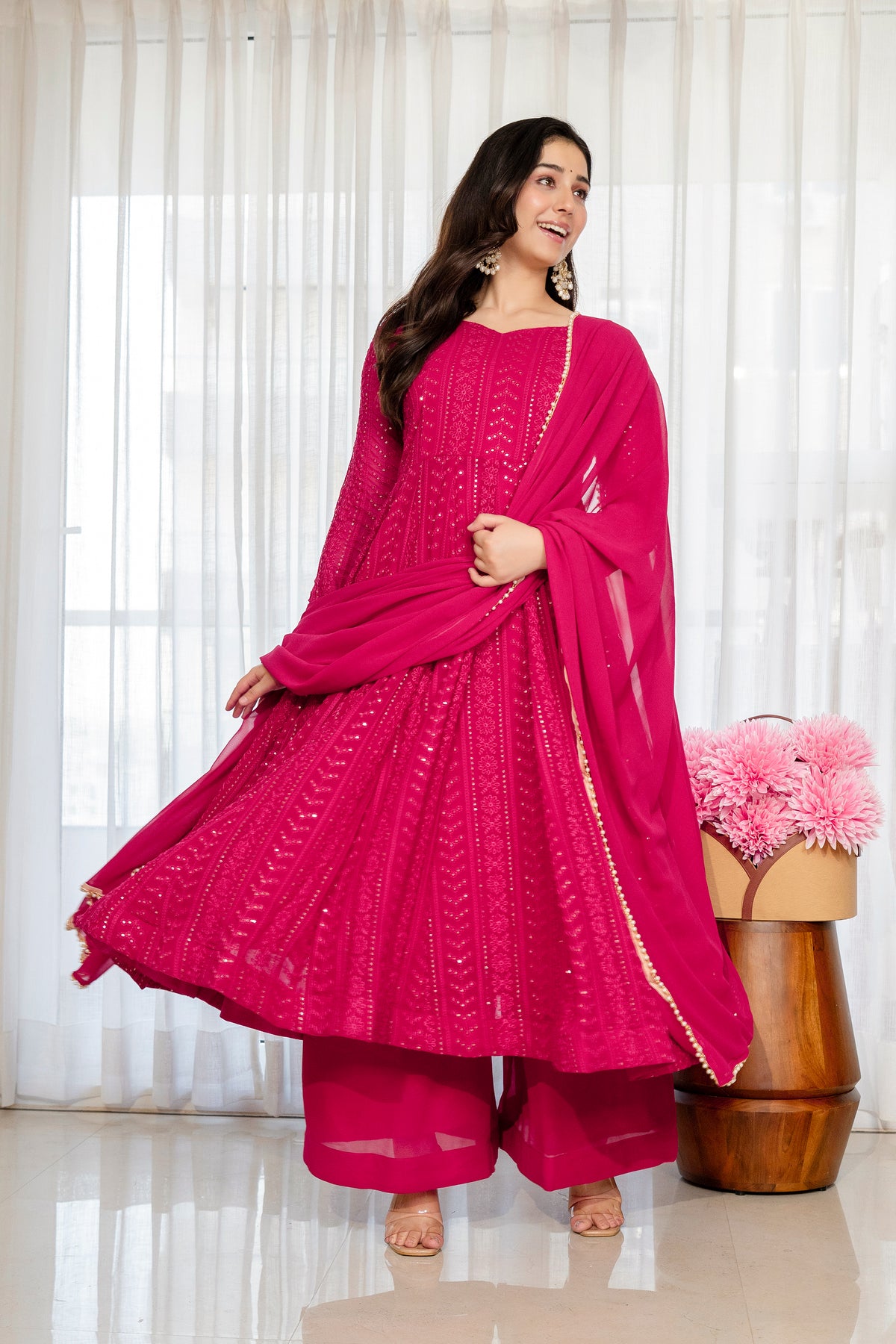 Rushika Lala Pink Elegant Anarkali Suit Set