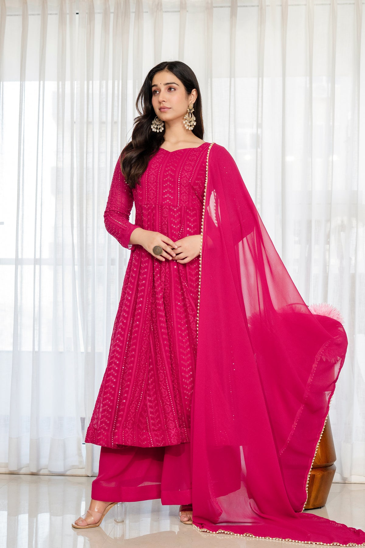 Rushika Lala Pink Elegant Anarkali Suit Set