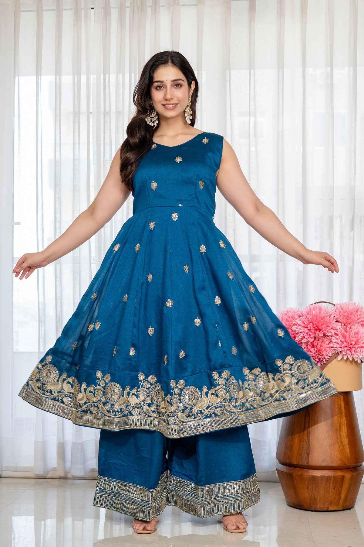 RamaMaroon Anarkali Premium Suit Set