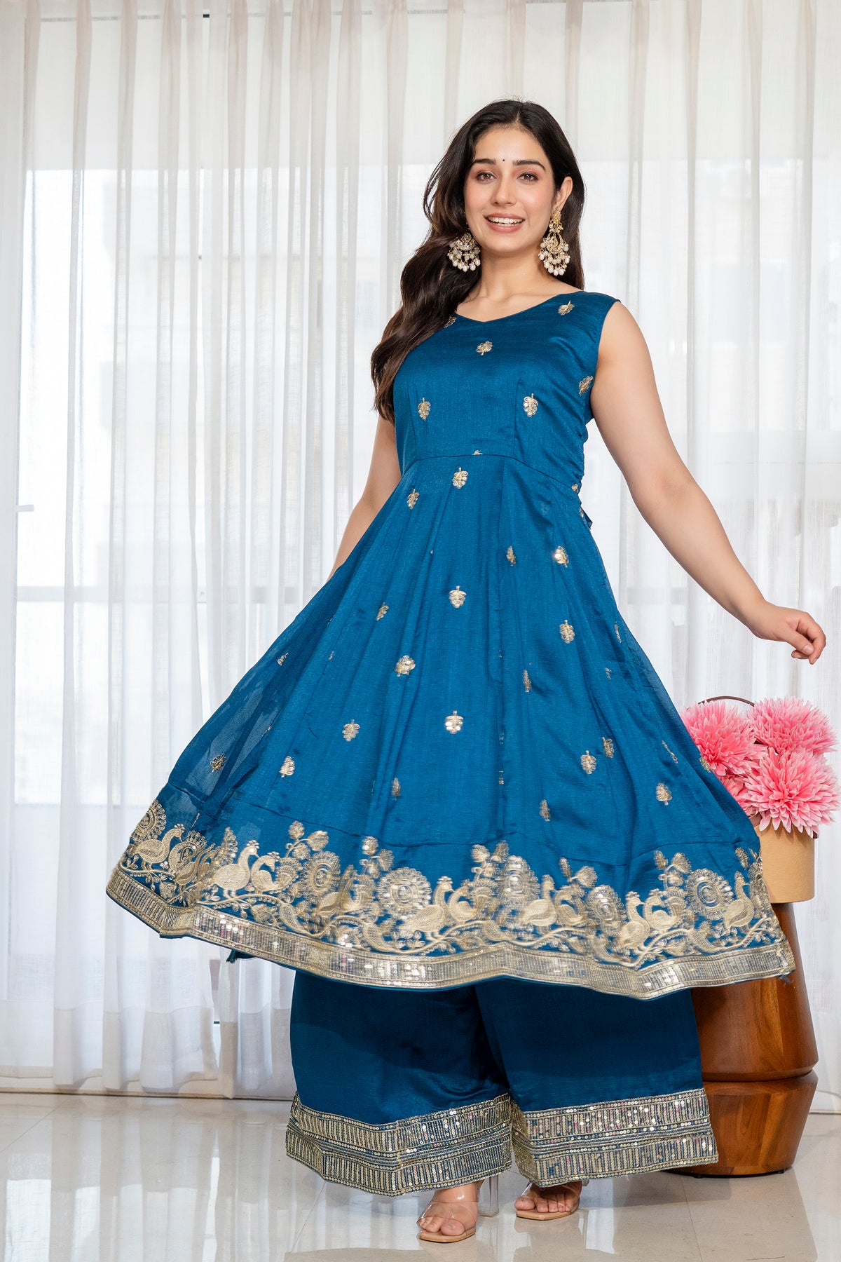 RamaMaroon Anarkali Premium Suit Set