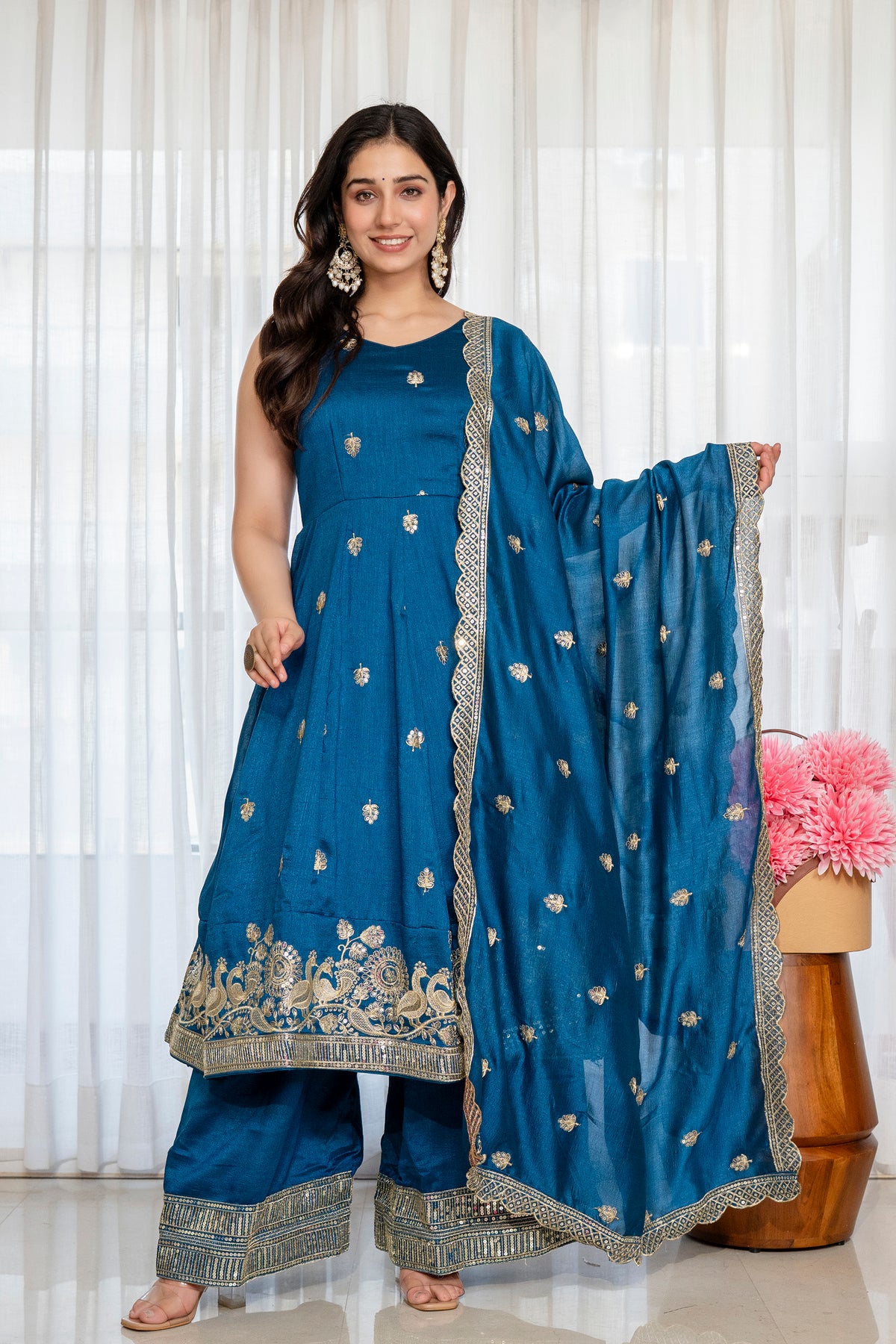 RamaMaroon Anarkali Premium Suit Set