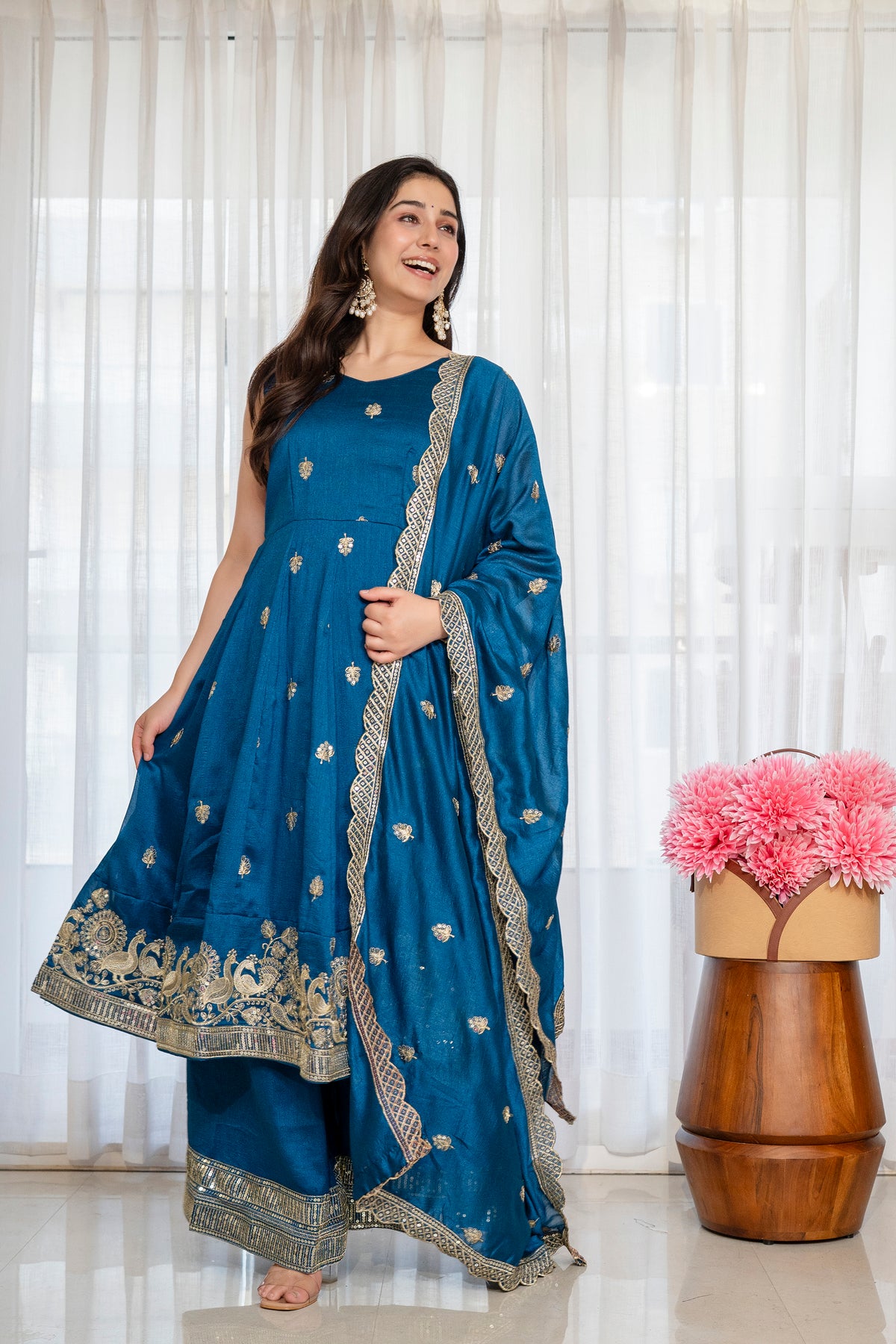 RamaMaroon Anarkali Premium Suit Set