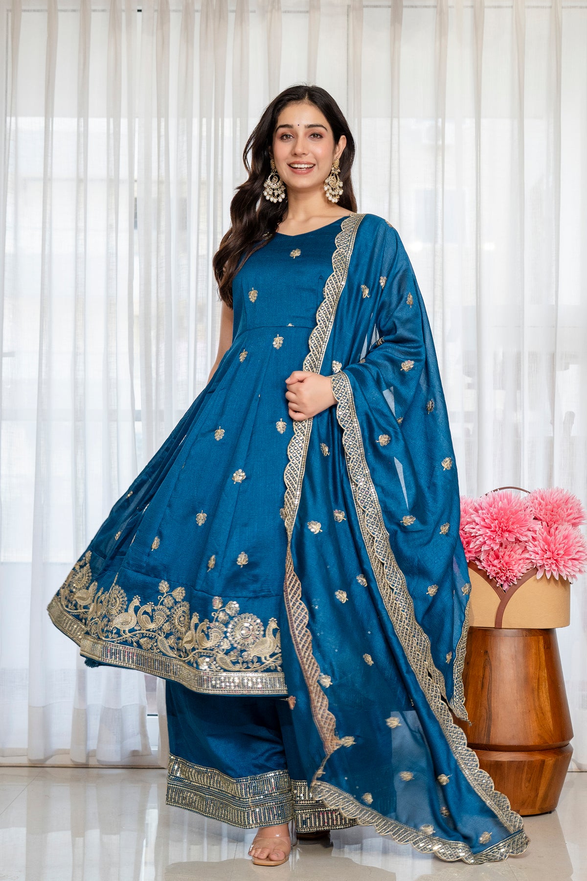 RamaMaroon Anarkali Premium Suit Set