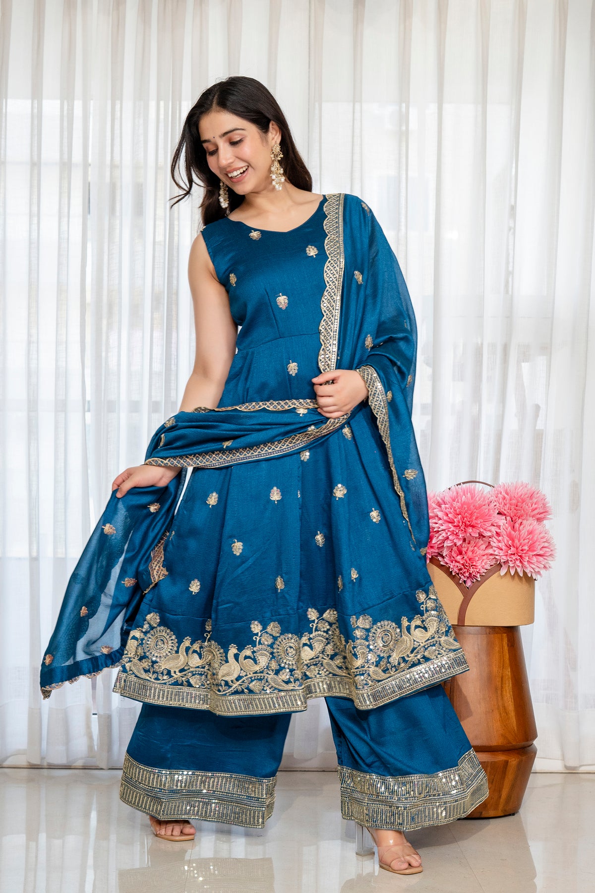 RamaMaroon Anarkali Premium Suit Set