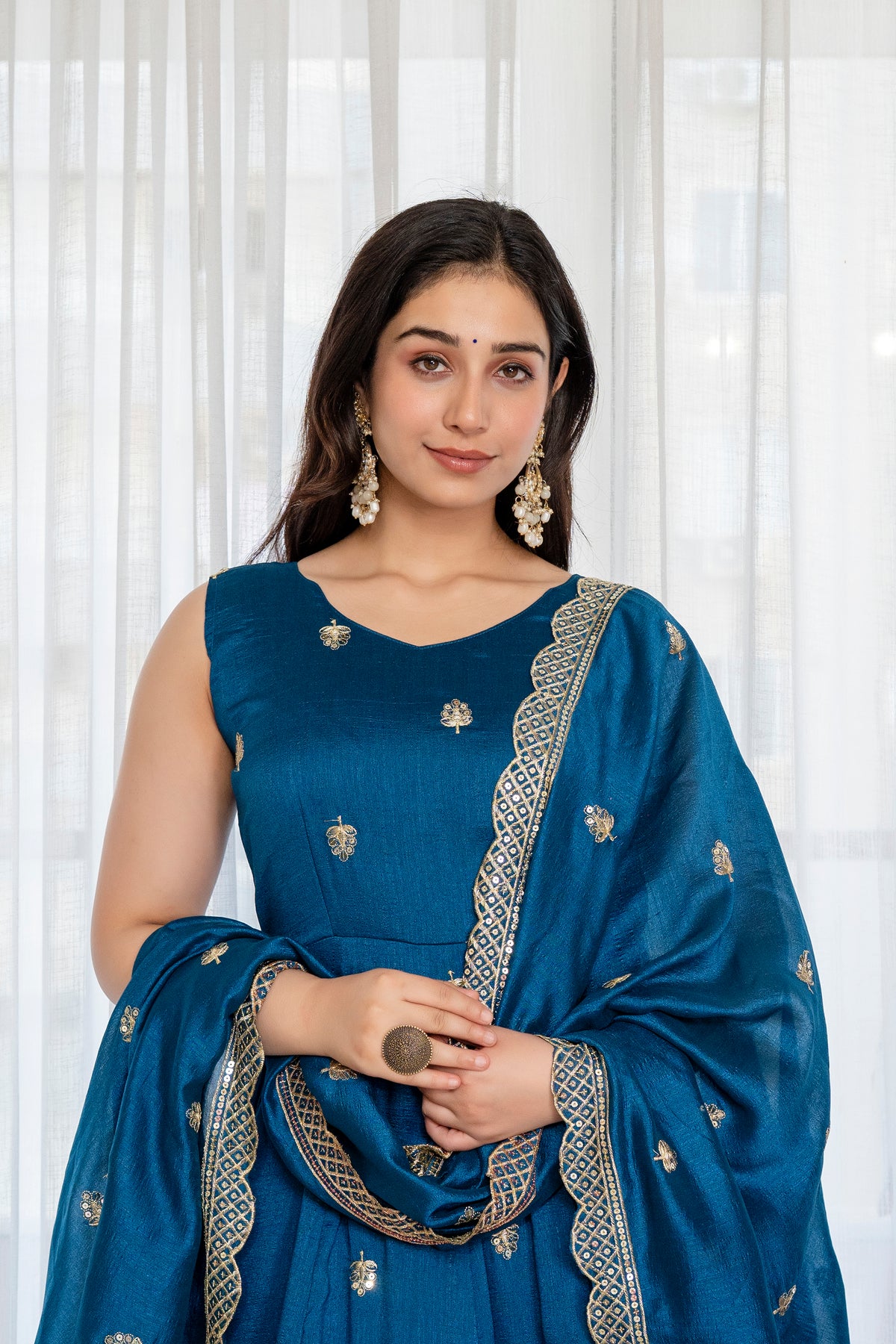 RamaMaroon Anarkali Premium Suit Set