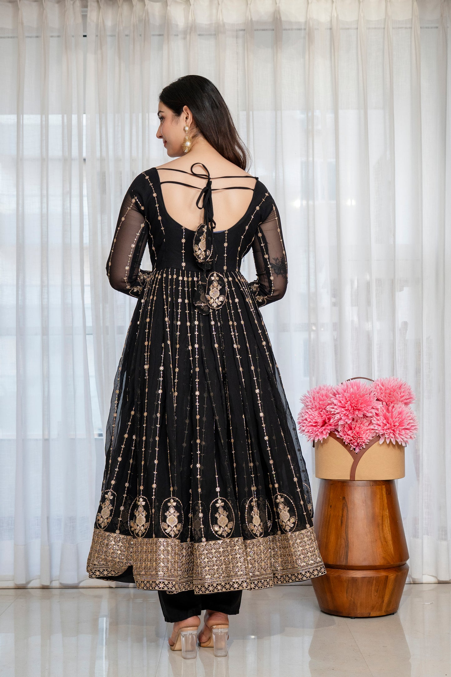 Traditional Black Anarkali Suit Set