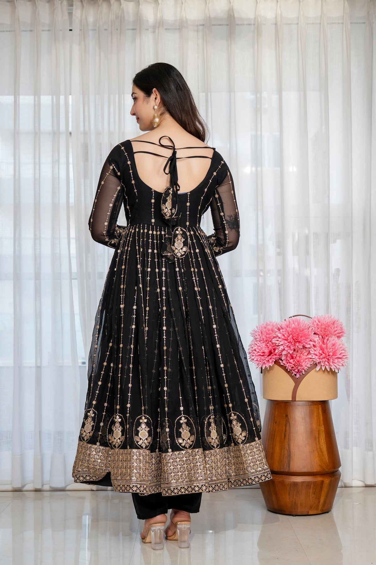 Traditional Black Anarkali Suit Set