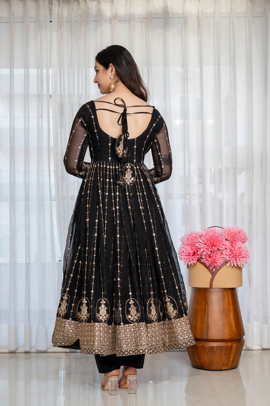Traditional Black Anarkali Suit Set