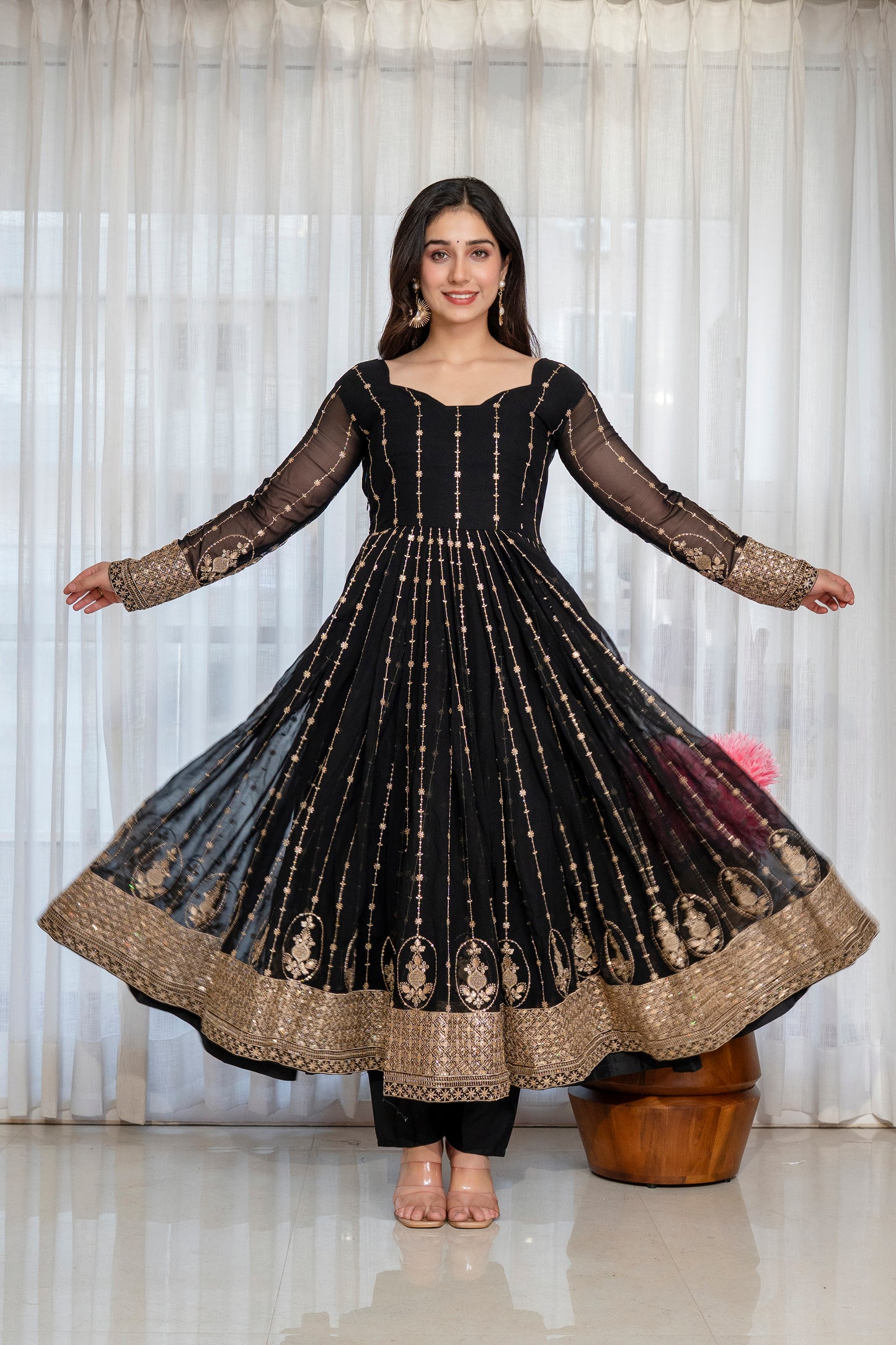 Traditional Black Anarkali Suit Set