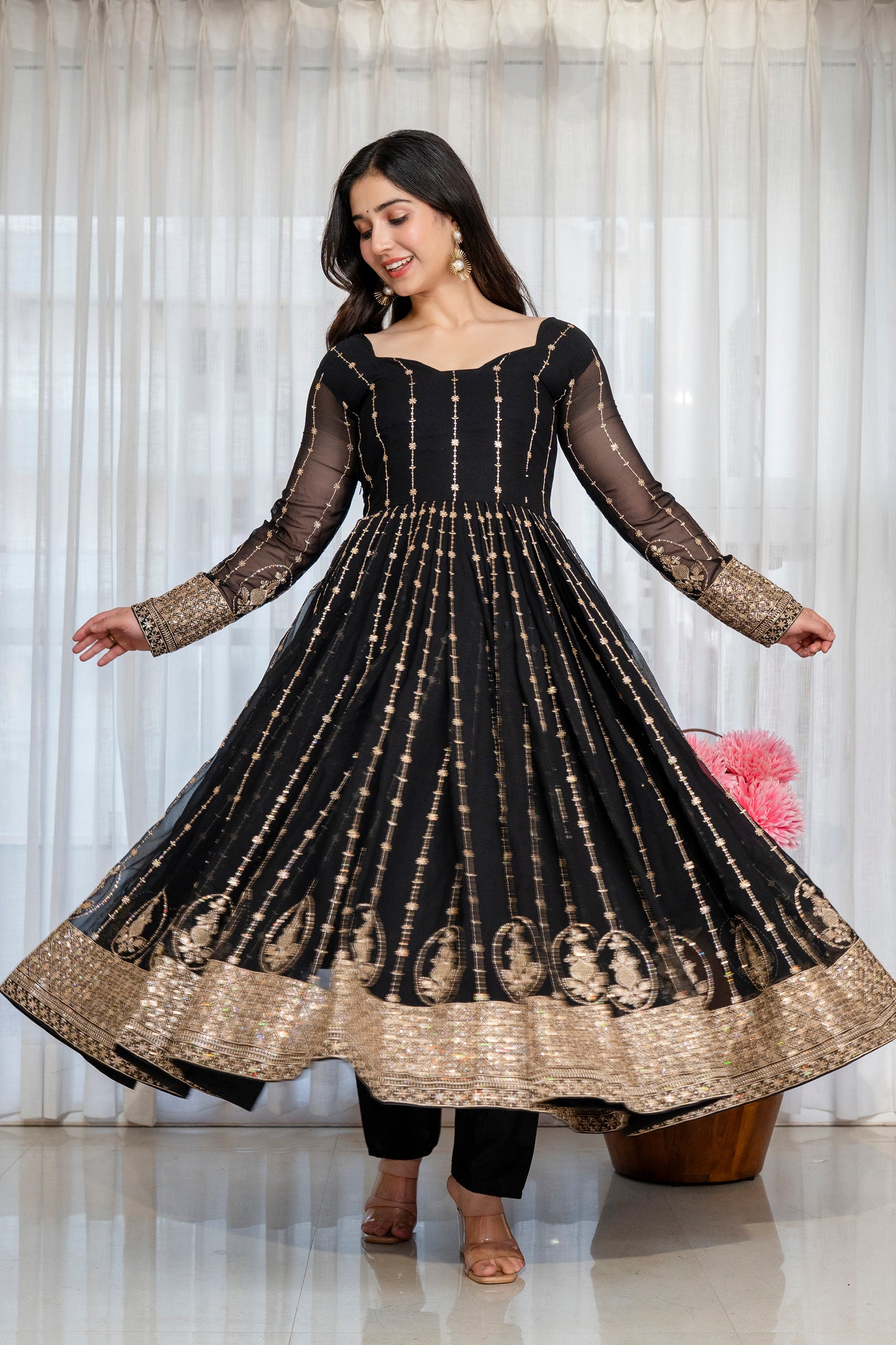 Traditional Black Anarkali Suit Set
