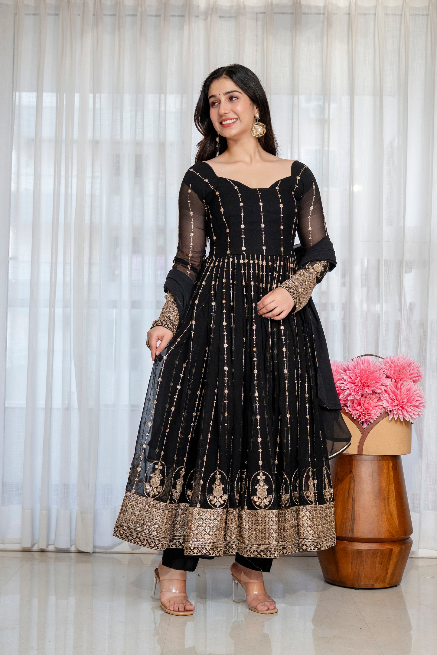 Traditional Black Anarkali Suit Set