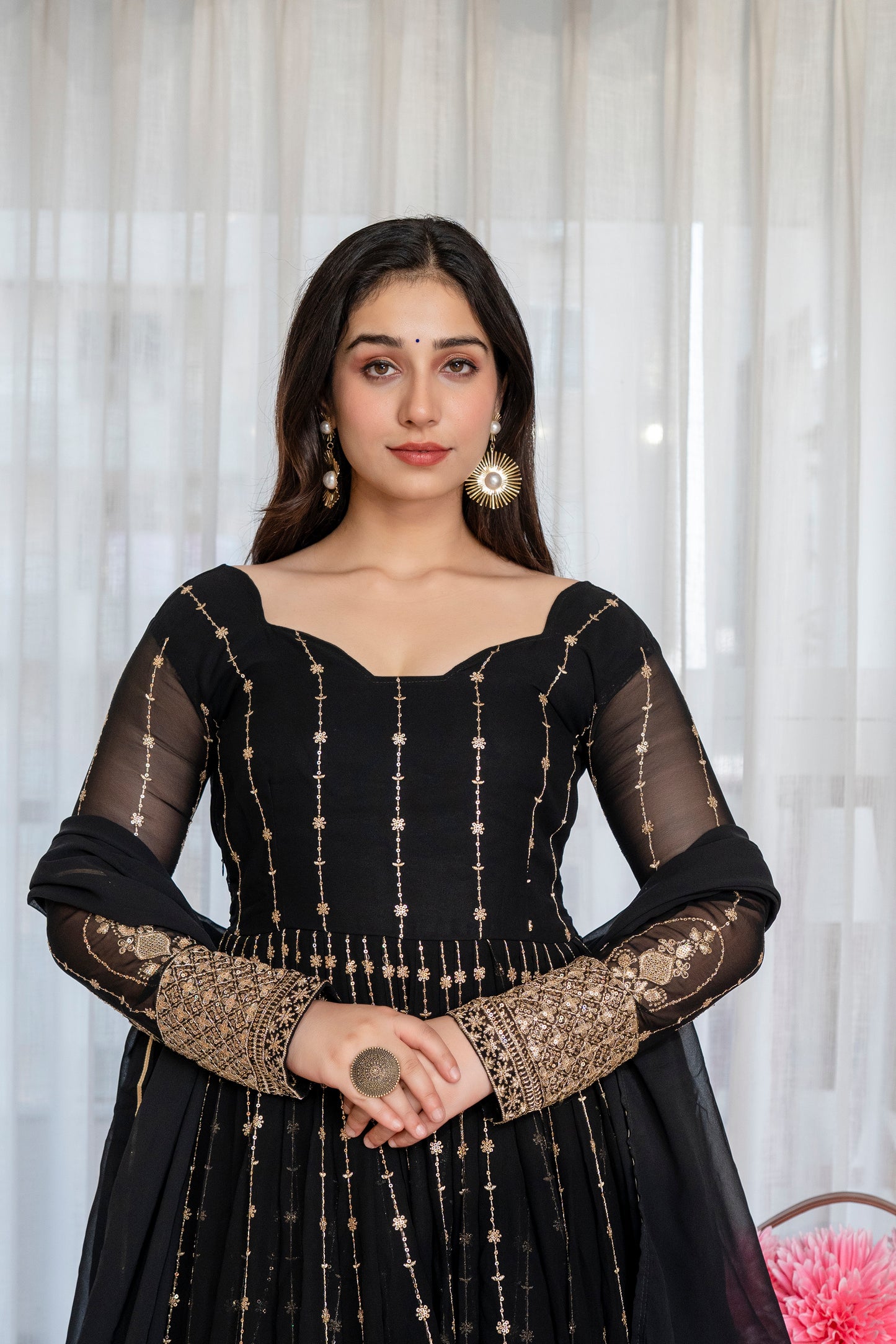 Traditional Black Anarkali Suit Set