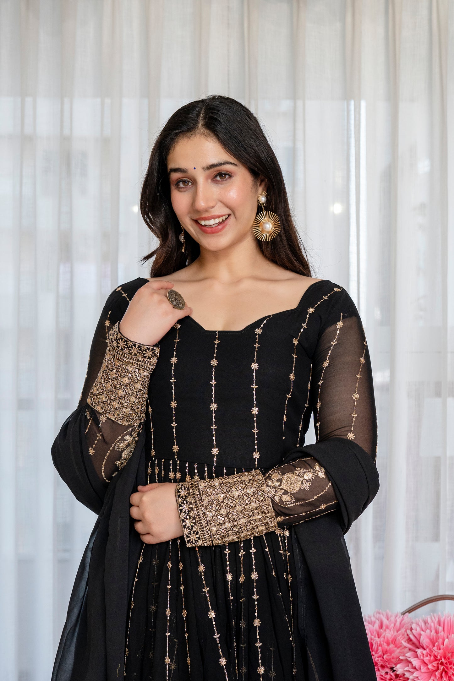 Traditional Black Anarkali Suit Set