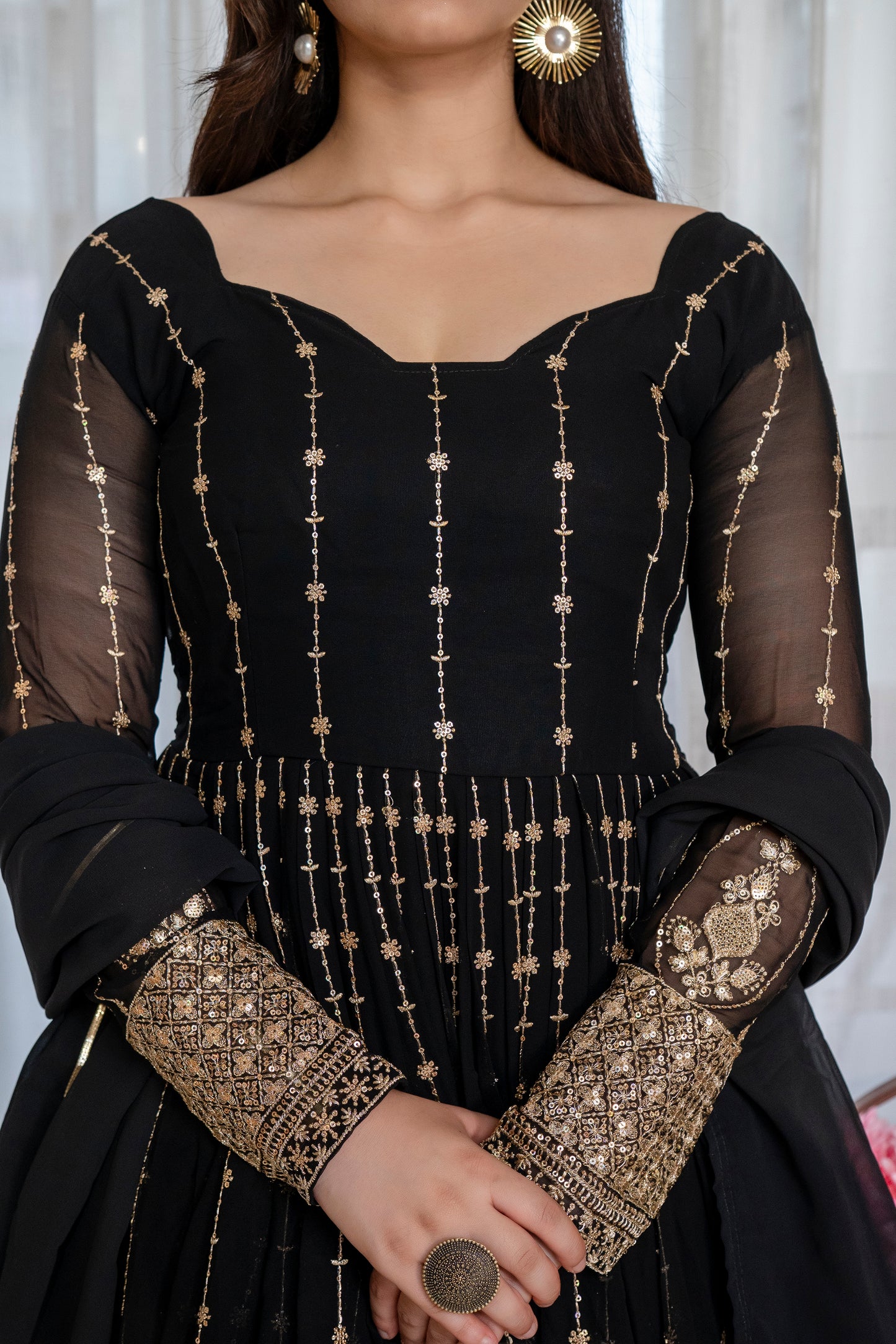 Traditional Black Anarkali Suit Set